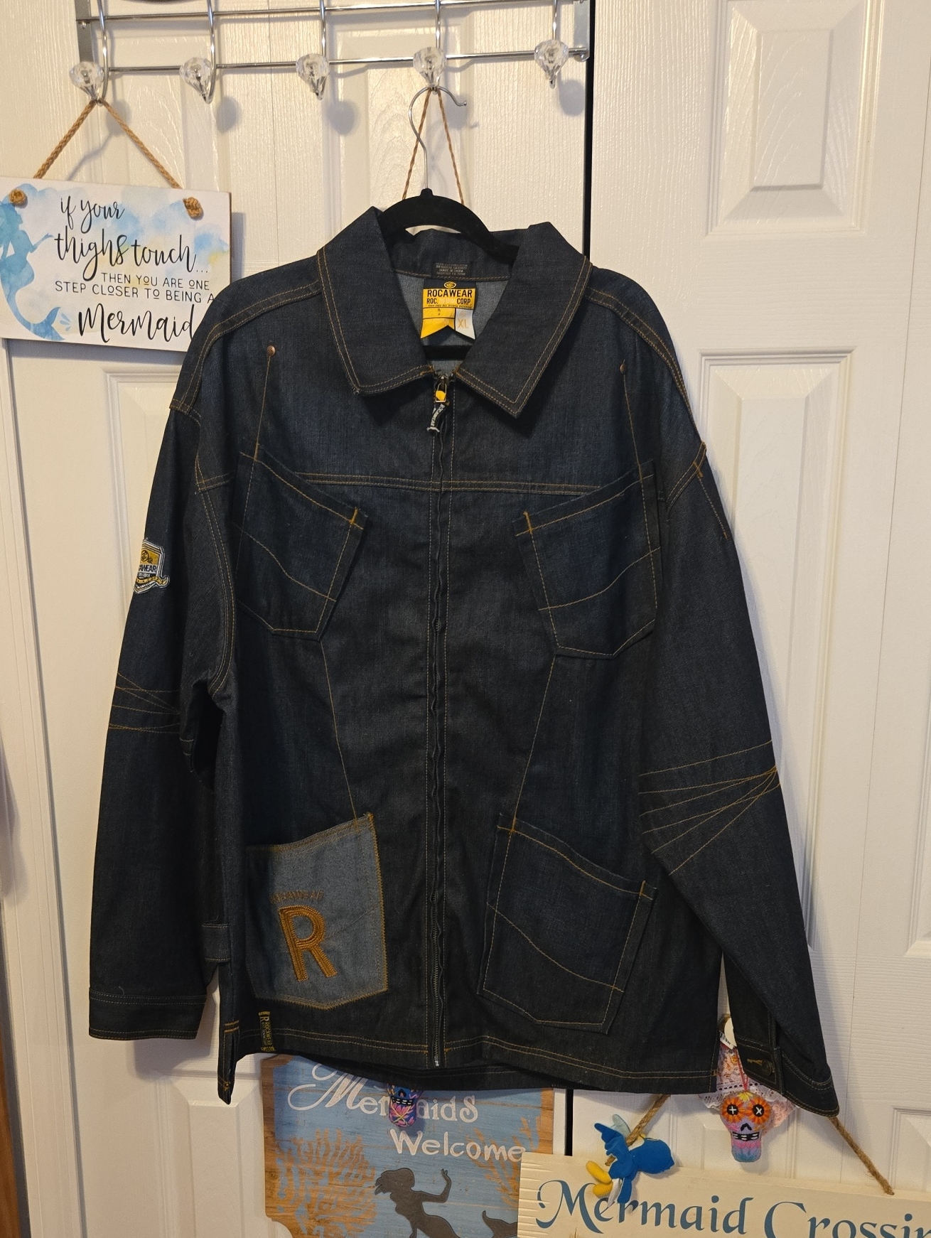 Rocawear Dark Indigo Denim Jacket With Contrast Stitching